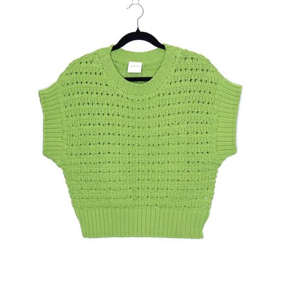 VARLEY Fillmore Knit Sweater Lime Green Crew Neck Open Stitch Women's XS - Picture 1 of 12